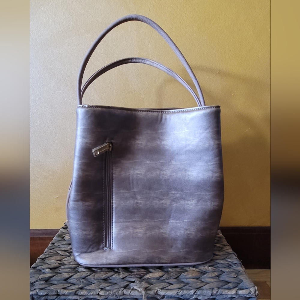 Samoe Square Top Handle Bag Mix Colors Pockets Size 10H X 10L Brown Has Flaws